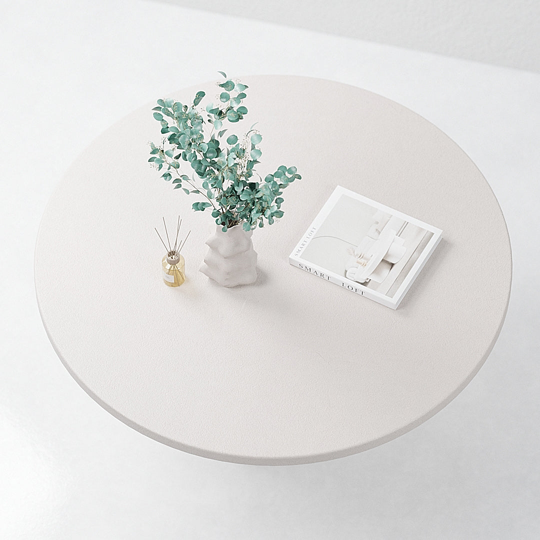 Micro concrete dining table for 2-4 people. Round. White. D 120 cm.