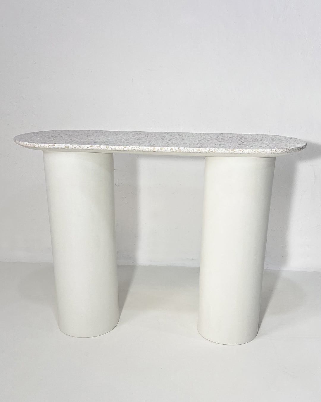 TerraMix Linea — Concrete Console Table with Terrazzo Top