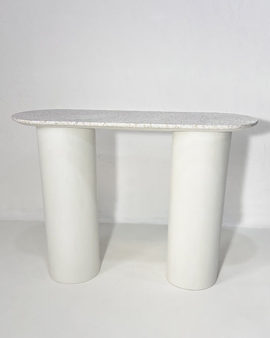 TerraMix Linea — Concrete Console Table with Terrazzo Top